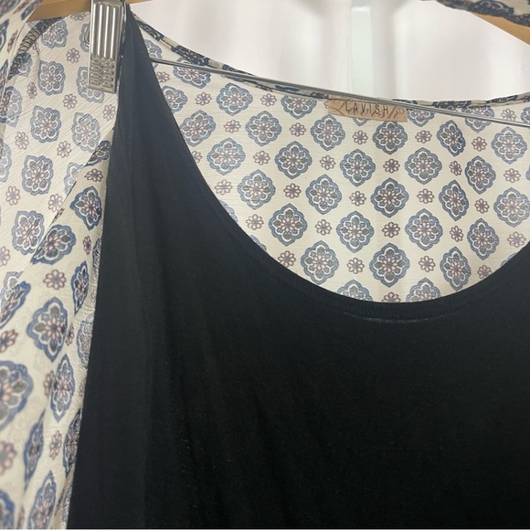 Lavish Large Boho Flowy Scarf Print Flowy Scoop Neck Boxy Top Tank Top - Picture 4 of 7